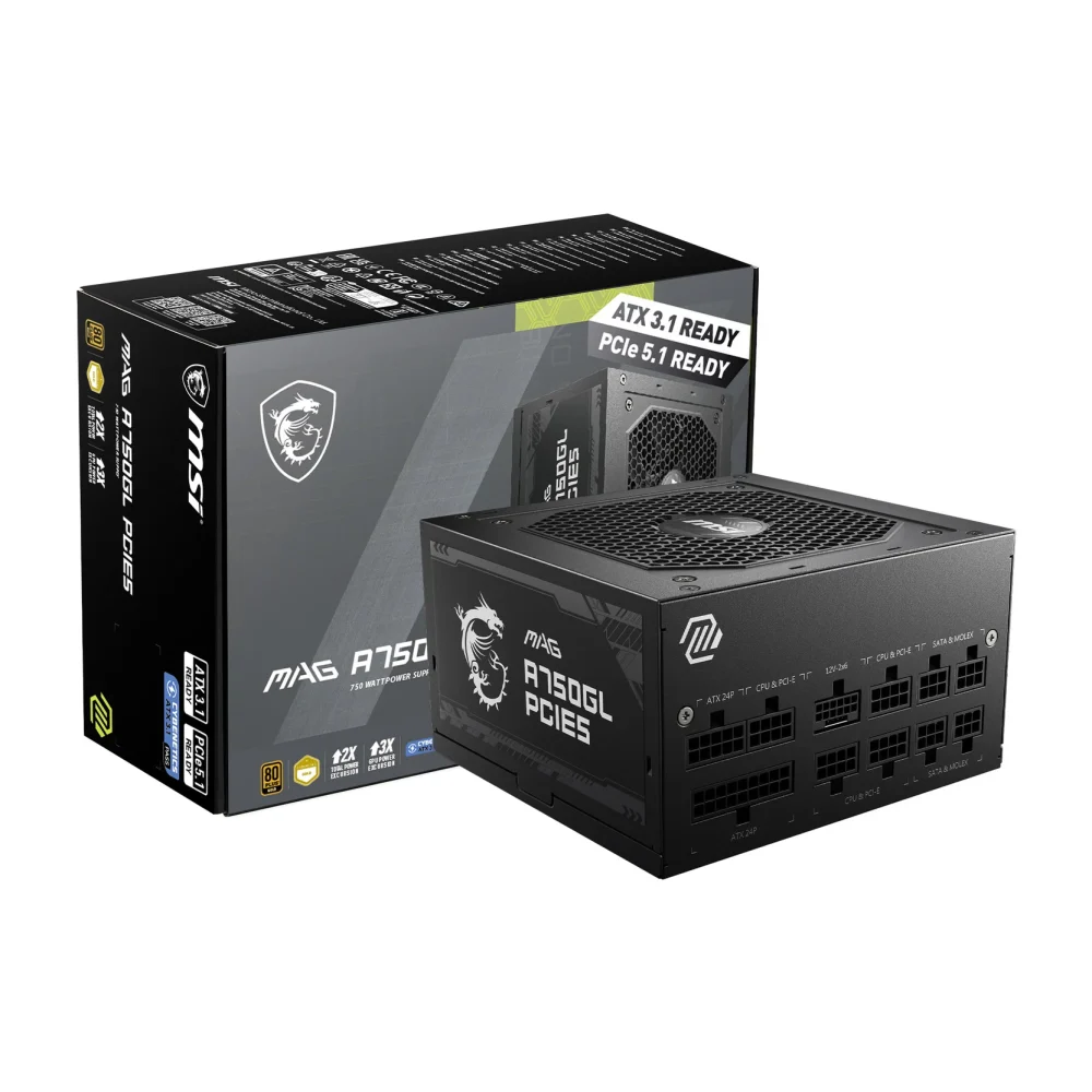 Блок питание - MSI MAG A750GL PCIE5, 80 Plus Gold, Modular, 750 Watt